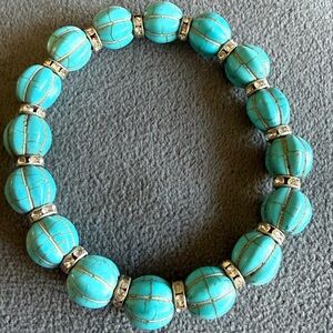 Turquoise Beaded Bracelet with Silver Accents